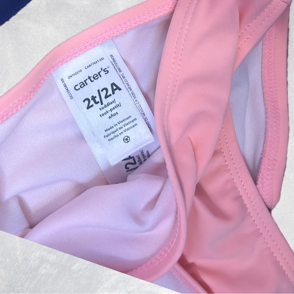 Navy and Pink 2 Piece Girls Swimsuit Size 2T - Picture 2 of 2